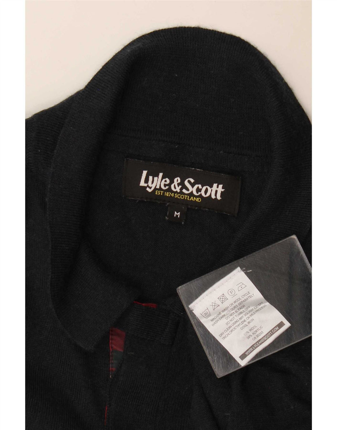 Lyle & Scott Maglione da uomo con collo alto in lana a quadri neri medi