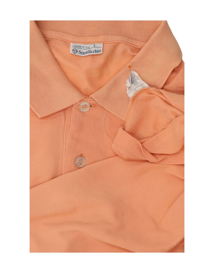 SERGIO TACCHINI Mens Polo Shirt Large Orange Cotton