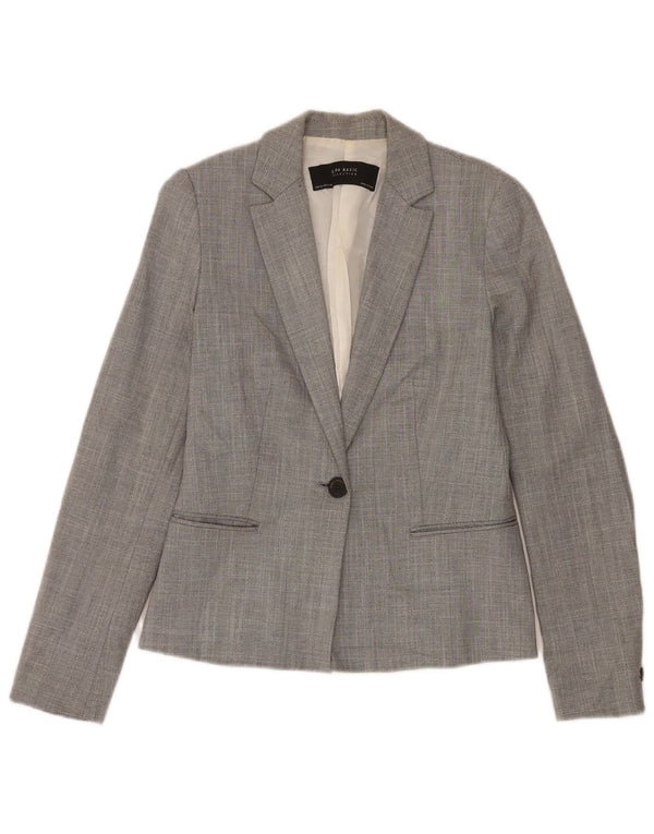 Giacca blazer a 1 bottone da donna Zara UK 6 XS poliestere Chevron grigio