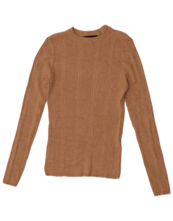 Marks & Spencer Top da donna a maniche lunghe UK 8 Small Beige Viscosa