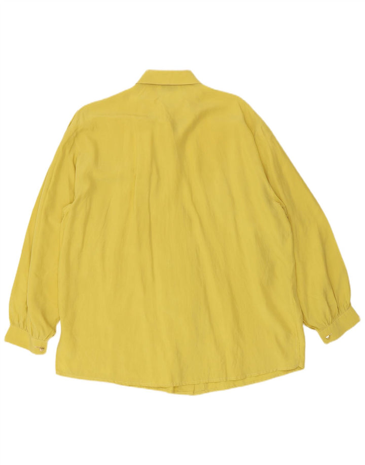 Camicia vintage da donna IT 48 XL in seta gialla