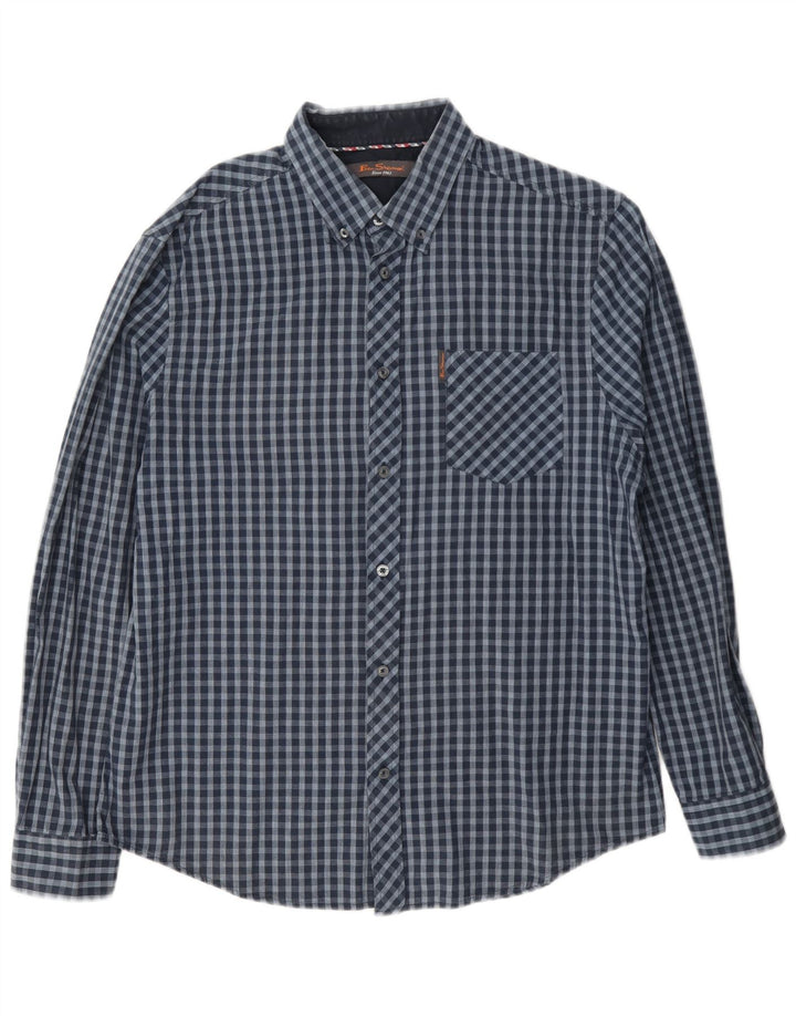 Camicia da uomo Ben Sherman grande in cotone a quadretti blu navy