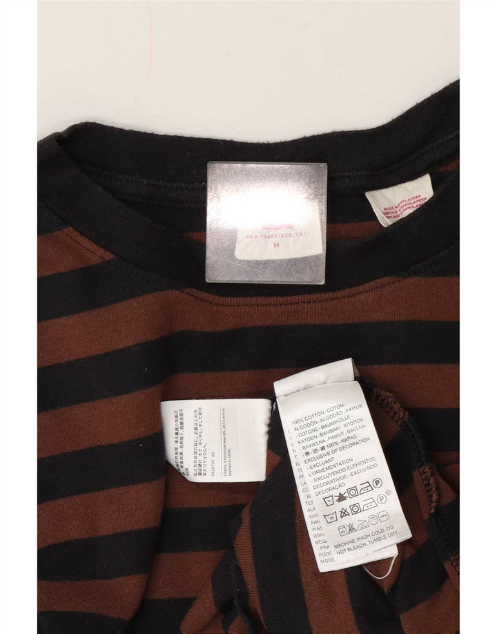 Levi's Top da donna a maniche lunghe UK 14 Cotone a righe marrone medio
