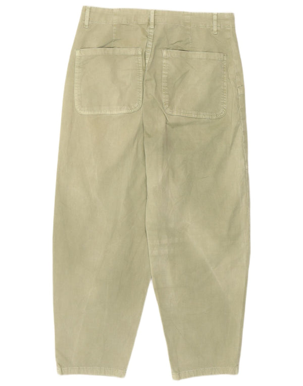 Pantaloni cropped a vita alta da donna Zara EU 38 Small W28 L24 Verde