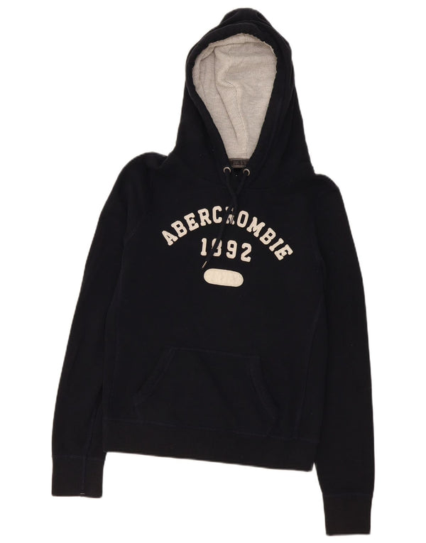 Maglione con cappuccio grafico da donna Abercrombie & Fitch UK 12 cotone nero medio