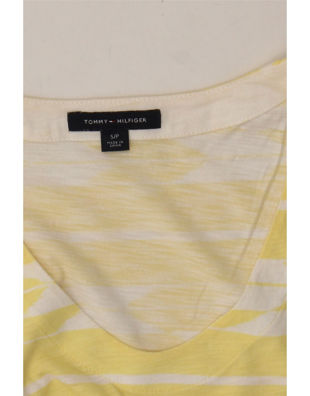 TOMMY HILFIGER Womens Top 3/4 Sleeve UK 10 Small Yellow Geometric Vintage Tommy Hilfiger and Second-Hand Tommy Hilfiger from Messina Hembry 