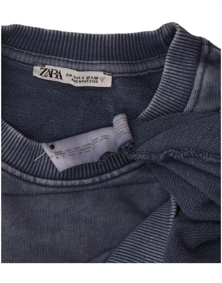 Felpa oversize da donna Zara, maglione UK 16, grande, cotone blu navy