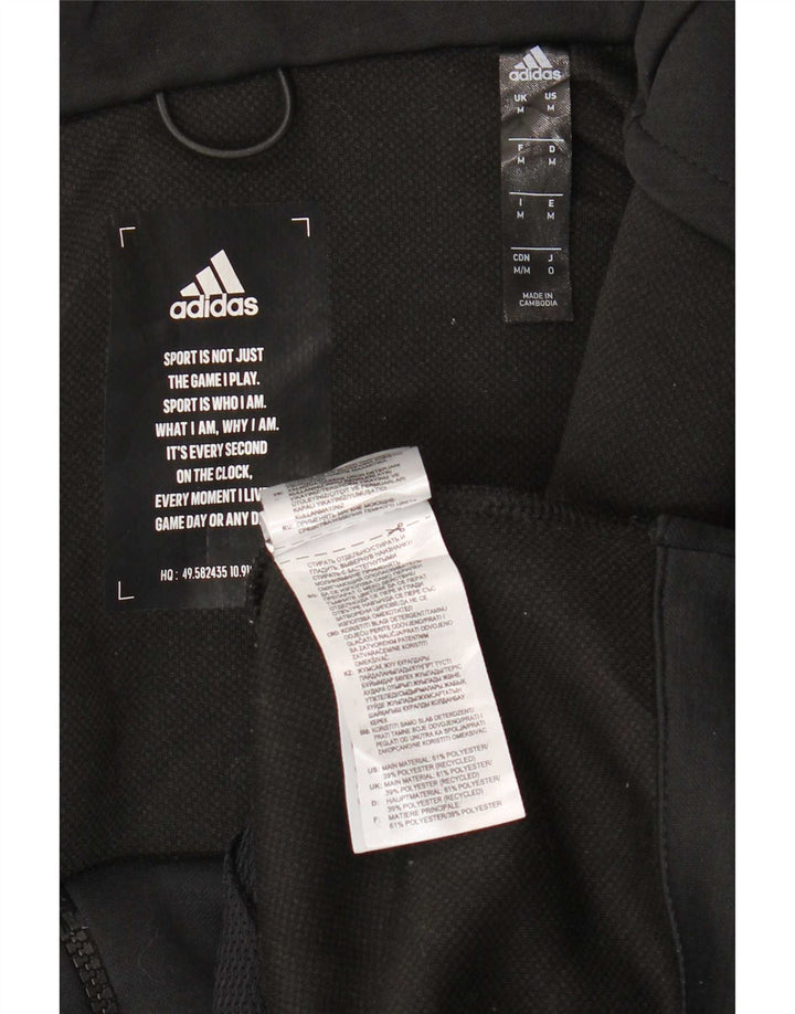 Maglione con cappuccio e zip Adidas da uomo in poliestere nero medio