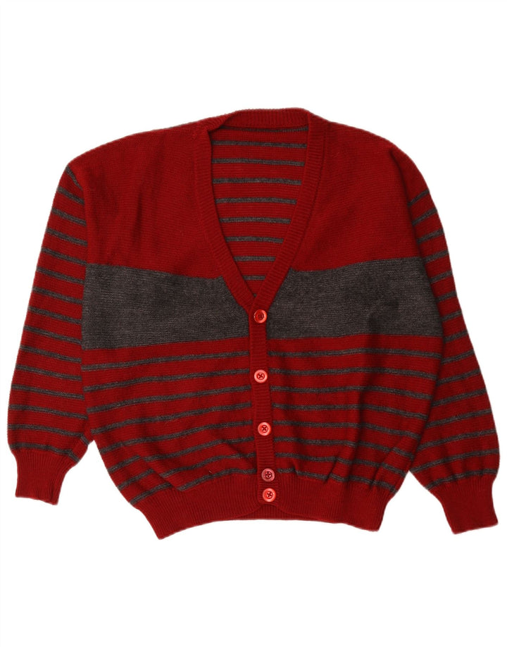 Maglione cardigan da uomo vintage grande color block rosso