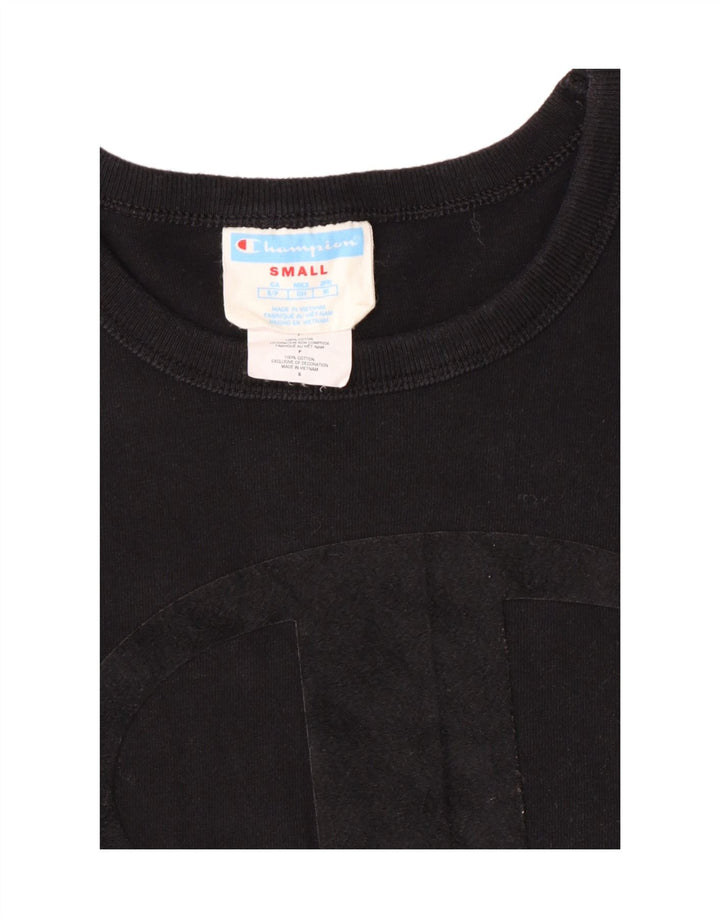 T-shirt grafica da donna Champion Top UK 10 piccola in cotone nero