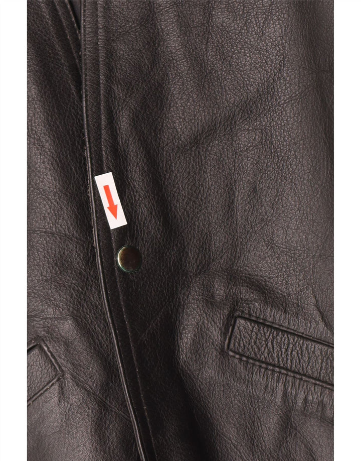 Gilet in pelle western vintage da uomo piccolo nero