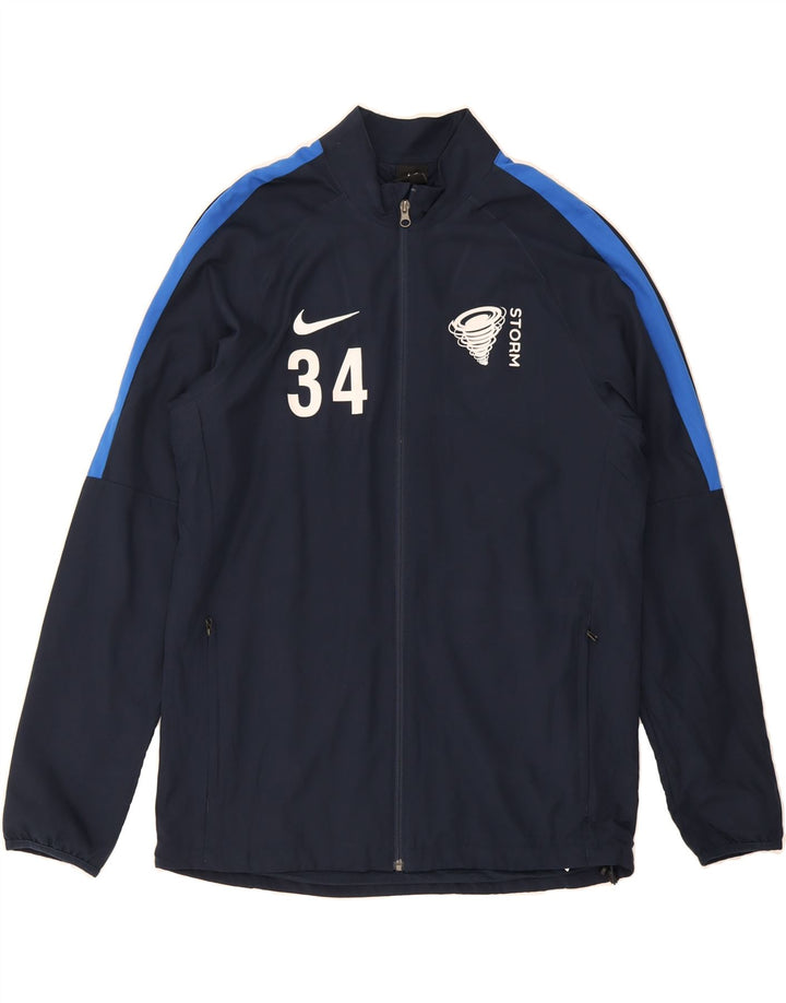 NIKE Mens Dri Fit Graphic Tracksuit Top Jacket Large Navy Blue Colourblock Vintage Nike and Second-Hand Nike from Messina Hembry 