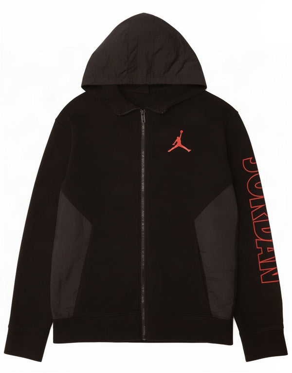 Jordan Boys Graphic Zip Hoodie Sweater 13-14 Years XL Black Cotton