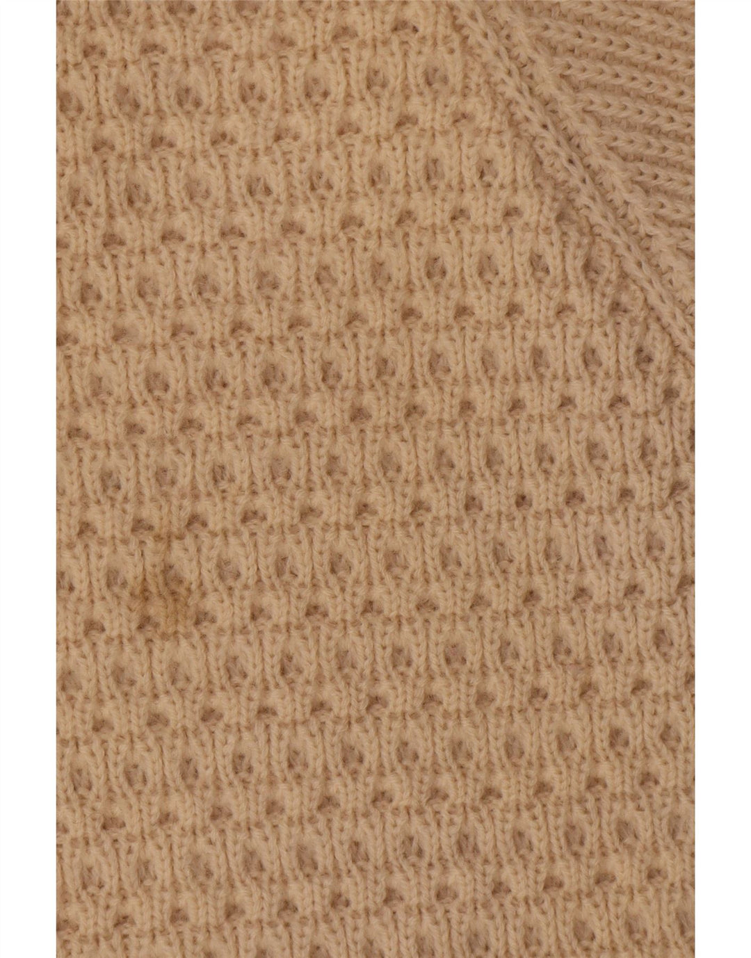 Maglione vintage da uomo con scollo a barca, grande, in lana beige