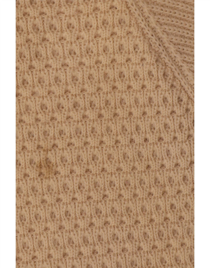 Maglione vintage da uomo con scollo a barca, grande, in lana beige