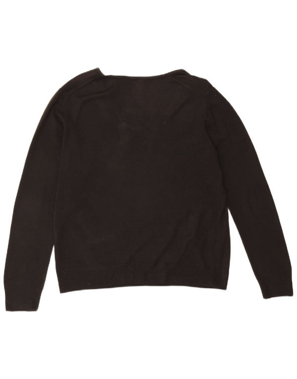 Maglione da donna con scollo a V Marks & Spencer UK 14 grande acrilico nero