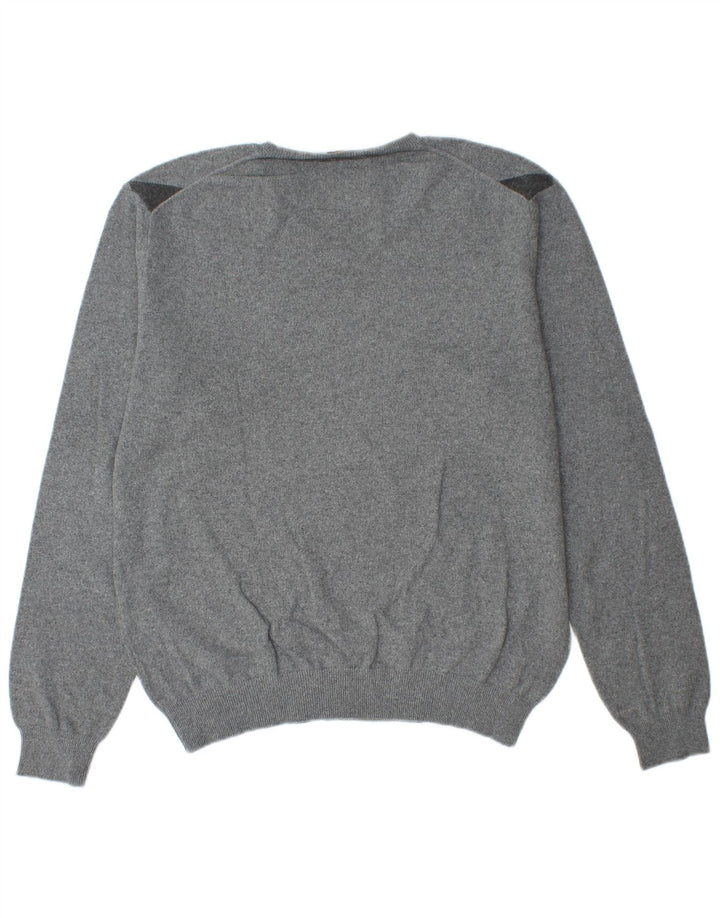 Maglione da uomo con scollo a V Sun68 grande cotone grigio a rombi/diamante