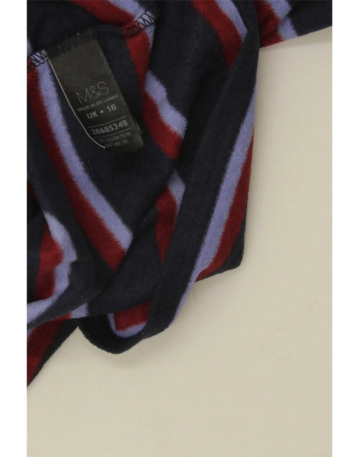 Giacca in pile da donna Marks & Spencer UK 16 Large Blu Navy a righe