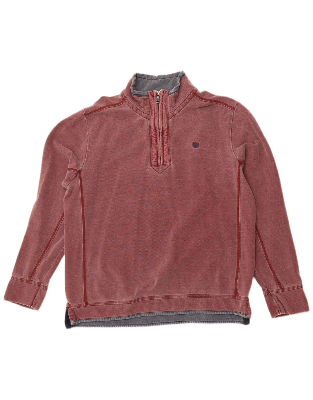 FAT FACE Felpa da uomo con zip sul collo Maglione grande in cotone bordeaux