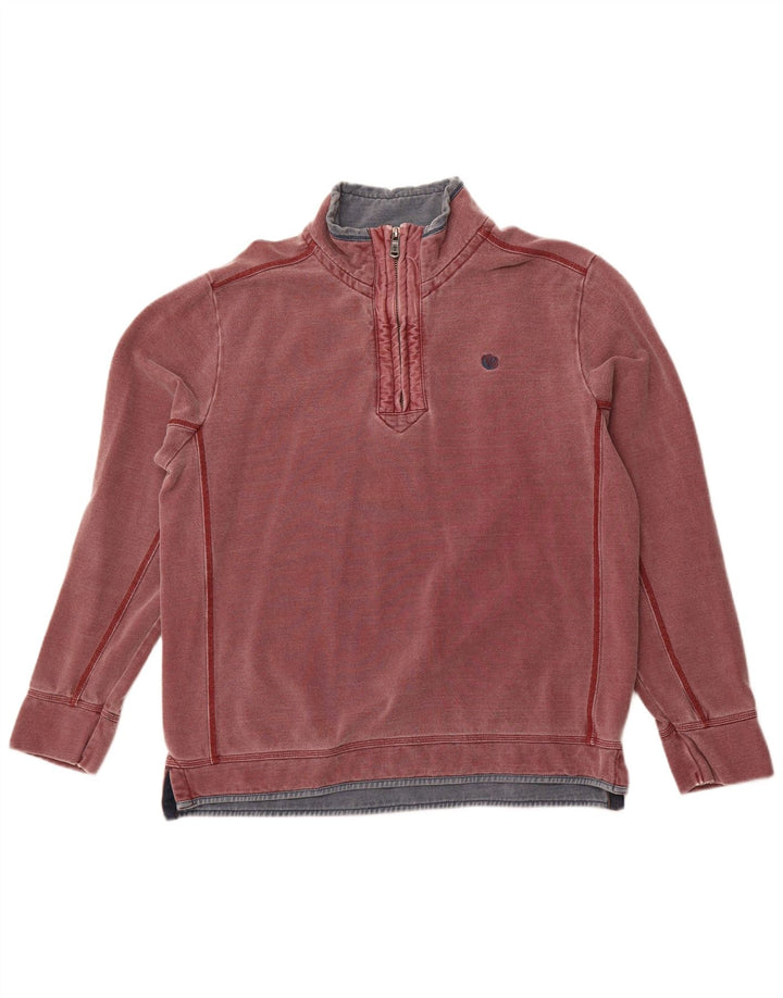 FAT FACE Felpa da uomo con zip sul collo Maglione grande in cotone bordeaux