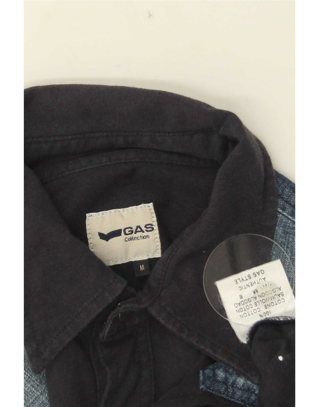 Camicia grafica da uomo Gas in cotone color block medio blu navy