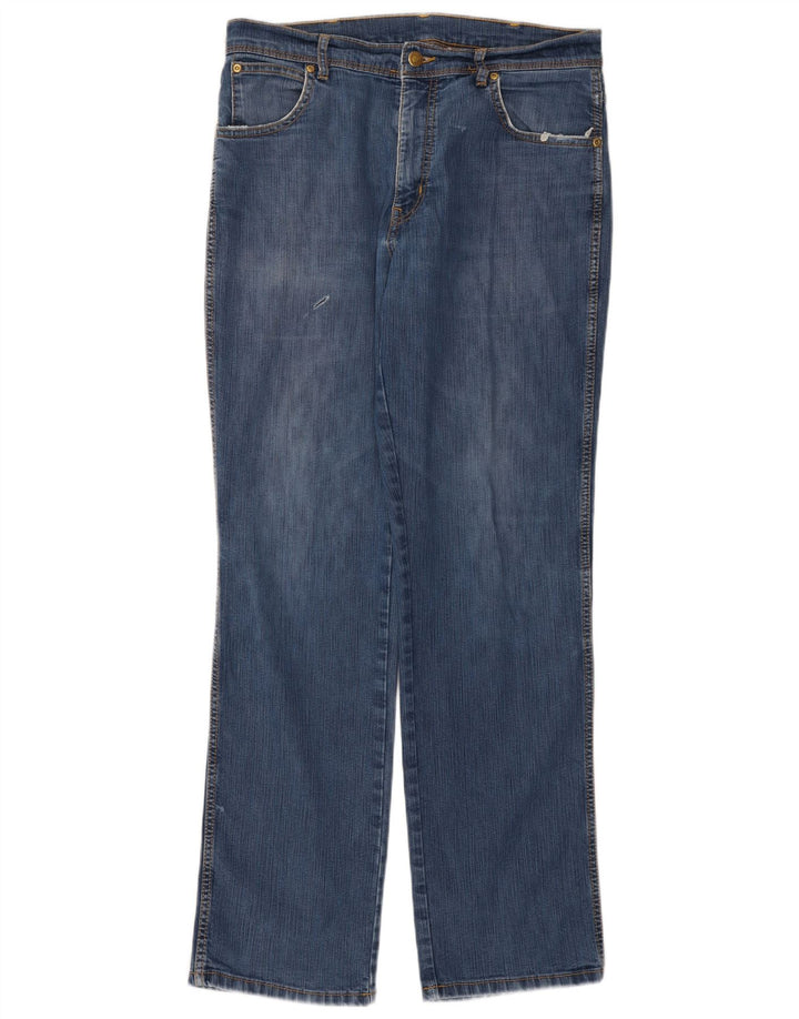 Jeans dritti da uomo Wrangler vestibilità regolare W34 L32 cotone blu