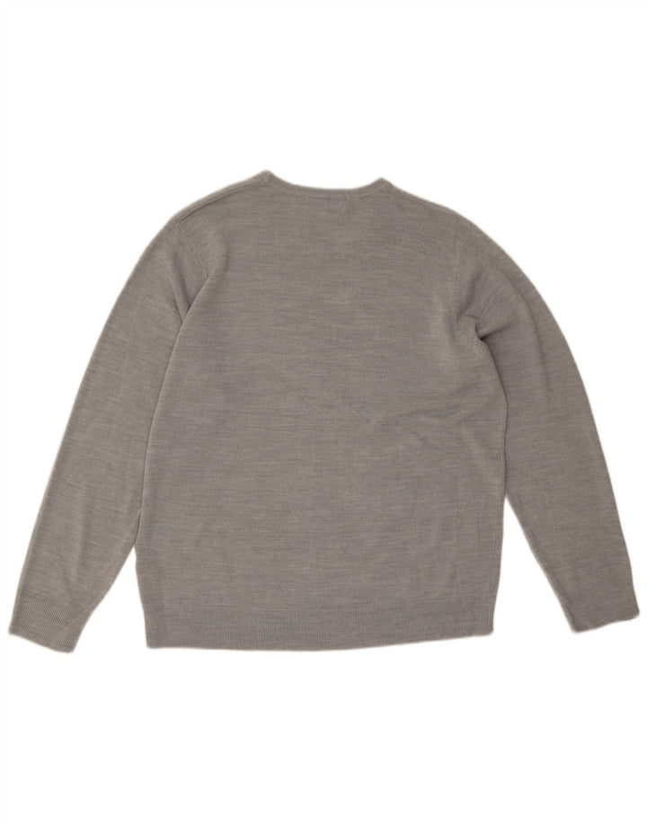 Maglione maglione girocollo da uomo Marks & Spencer grande acrilico grigio