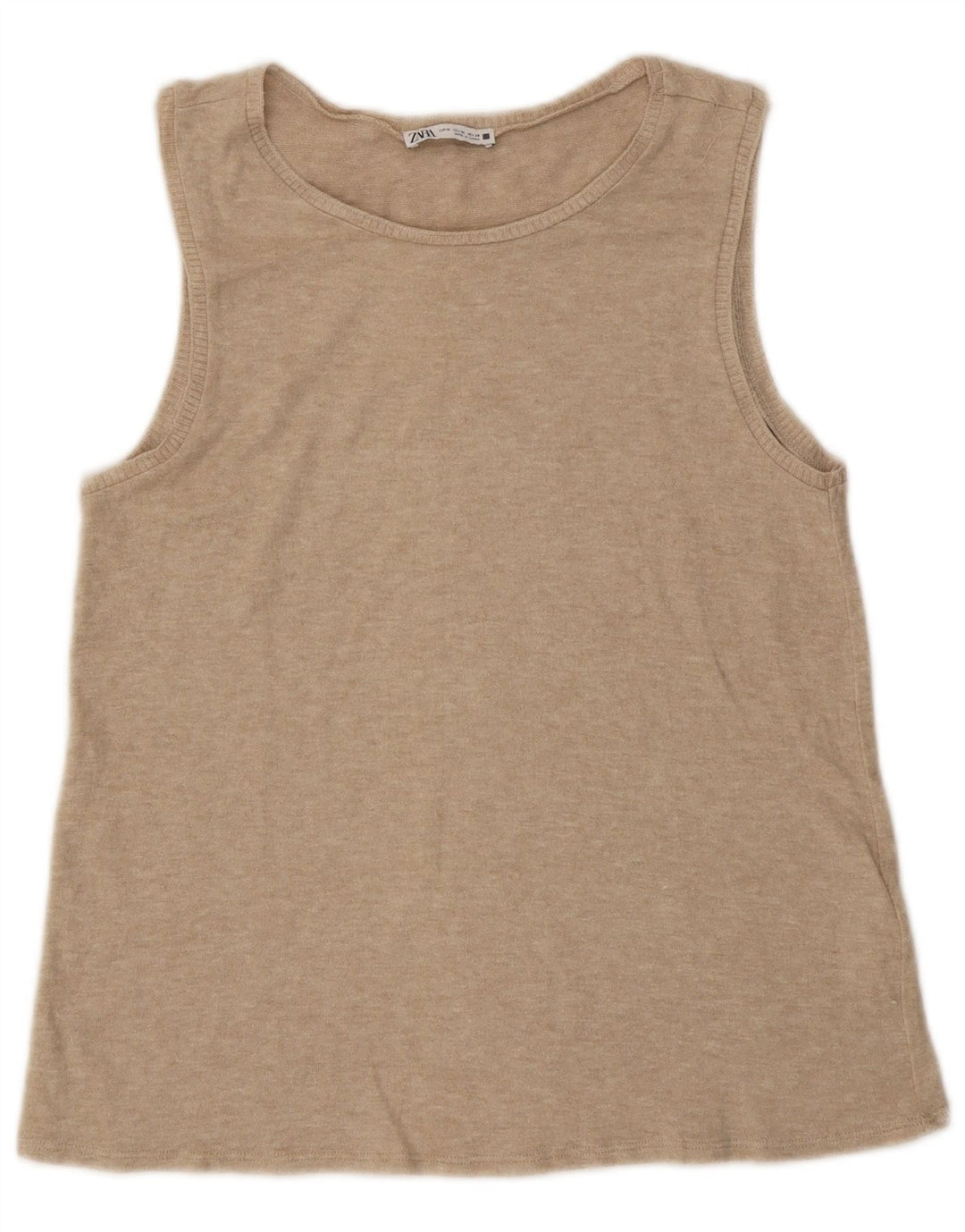 Canotta da donna Zara UK 12 Viscosa chiazzata beige medio