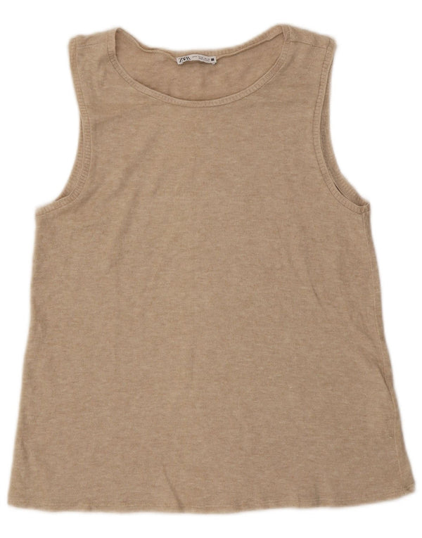 Canotta da donna Zara UK 12 Viscosa chiazzata beige medio