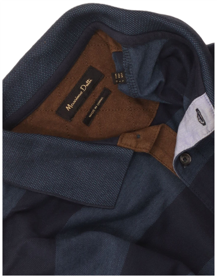 Polo da uomo a maniche lunghe Massimo Dutti, a righe grandi blu navy