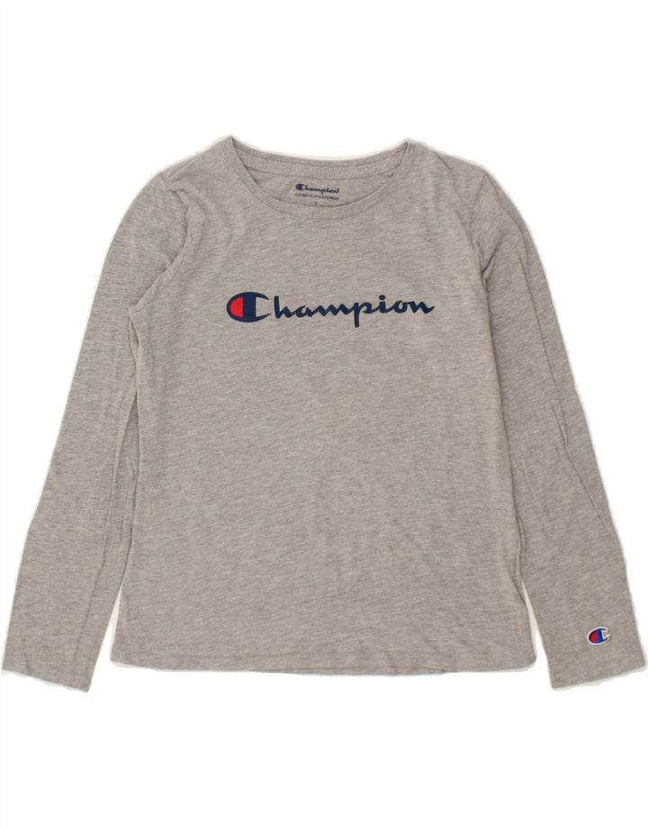 CHAMPION Boys Graphic Top Long Sleeve 11-12 Years Large Grey Cotton Vintage Champion and Second-Hand Champion from Messina Hembry 