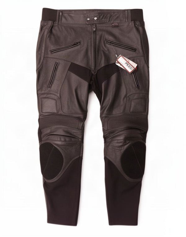Pantaloni da motociclista in pelle da uomo Texpeed W42 L30 Colorblock nero