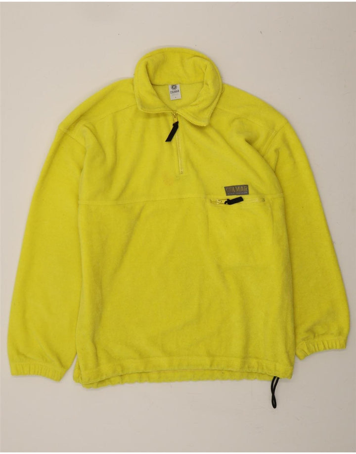 COLMAR Mens Zip Neck Fleece Jumper XL Yellow Polyester Vintage Colmar and Second-Hand Colmar from Messina Hembry 