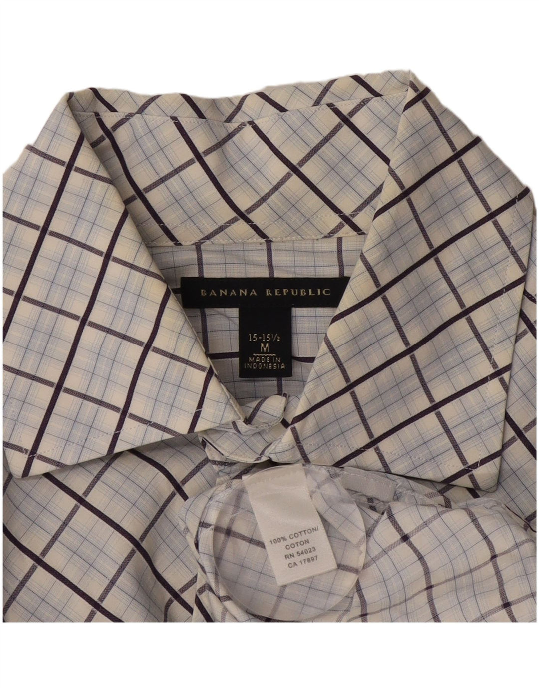 Camicia da uomo Banana Republic taglia 15 15 1/2 cotone a quadri blu medio