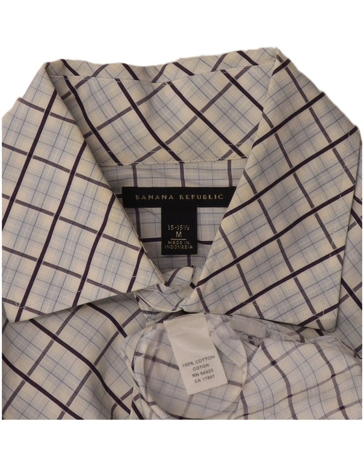 Camicia da uomo Banana Republic taglia 15 15 1/2 cotone a quadri blu medio