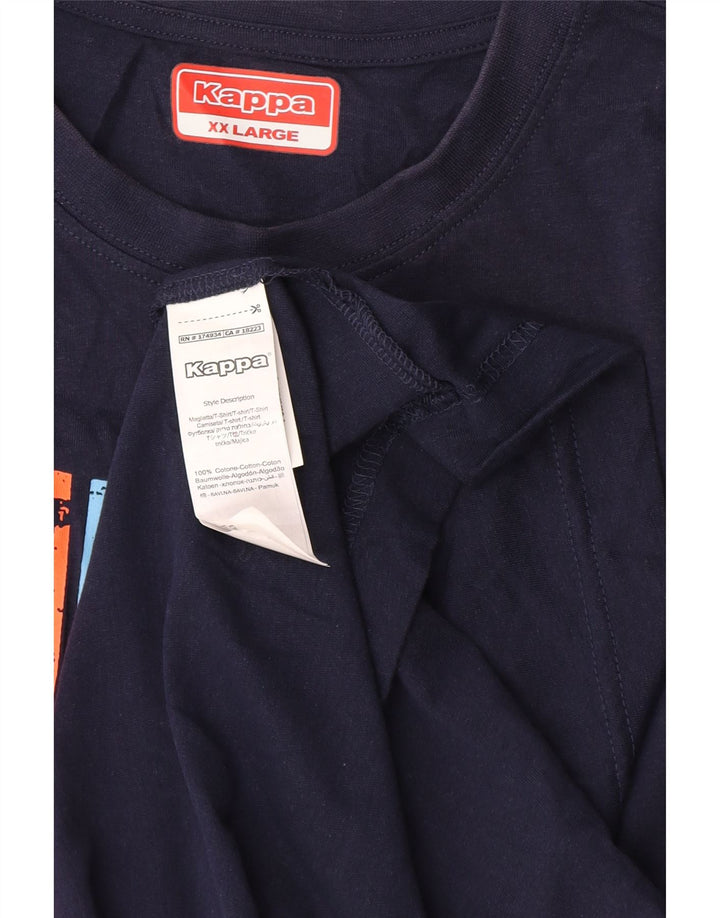 Canotta grafica da uomo Kappa 2XL cotone blu navy