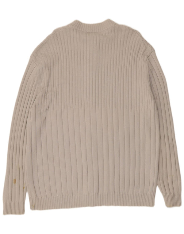 Maglione cardigan con zip intera da uomo Lacoste taglia 7 2XL cotone bianco sporco