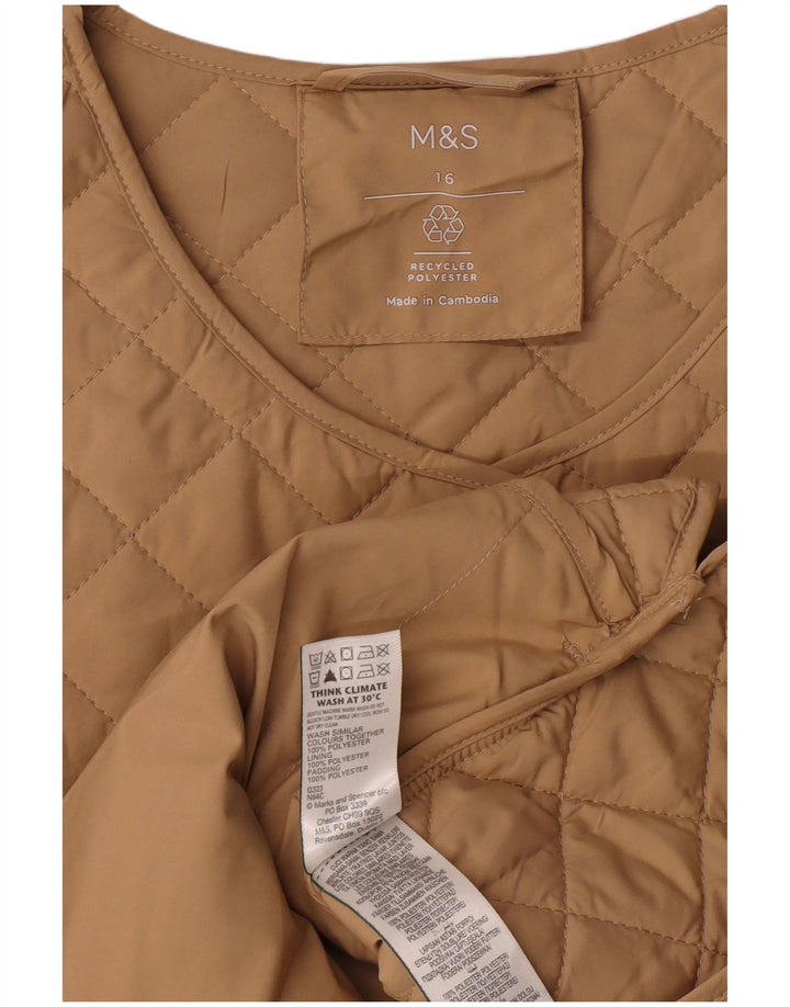 MARKS & SPENCER Giacca trapuntata da donna UK 16 Large Beige Poliestere