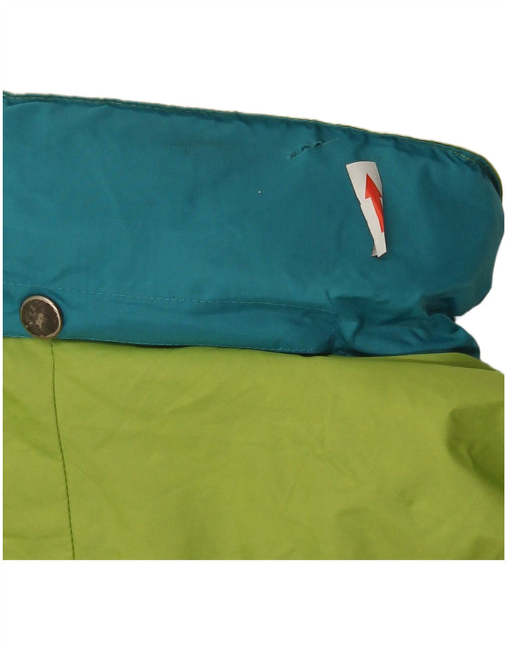 Giacca antipioggia vintage da donna con cappuccio UK 16 Large Green Colourblock in poliammide