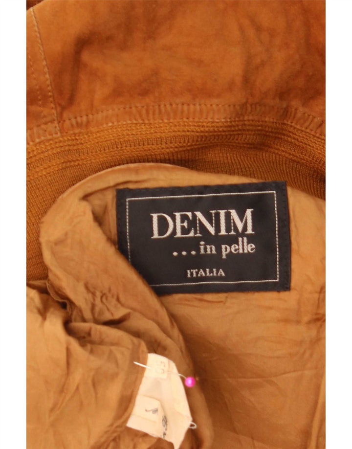 Giubbotto bomber vintage in pelle scamosciata da uomo IT 50 grande in pelle marrone