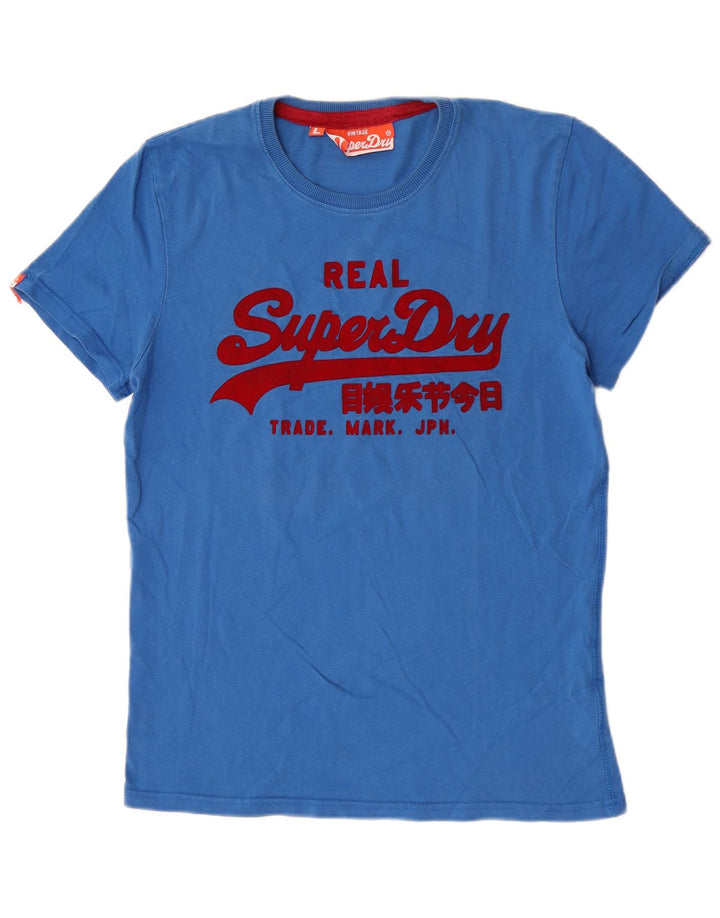 T-shirt grafica da uomo Superdry Top grande in cotone blu