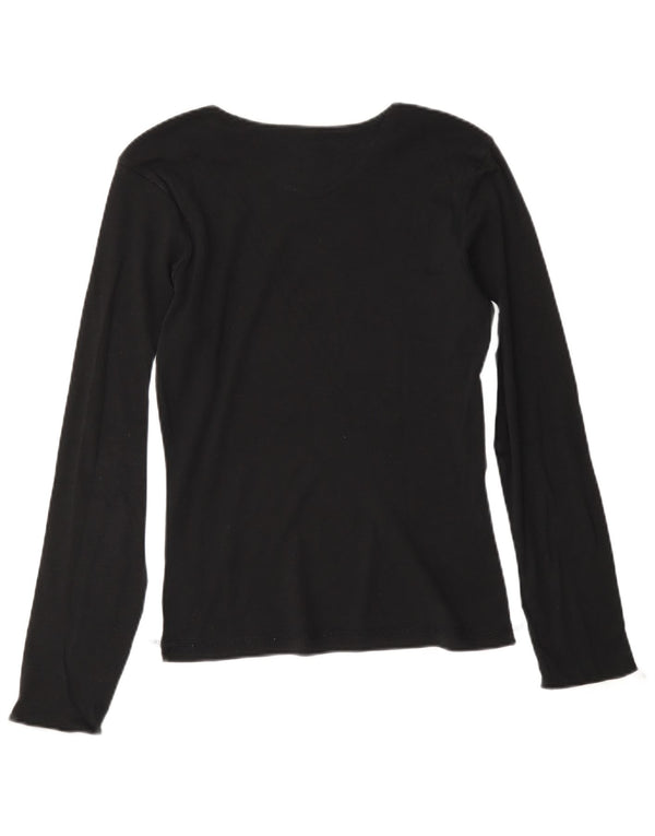 Top grafico da donna Champion manica lunga UK 18 XL cotone nero sportivo