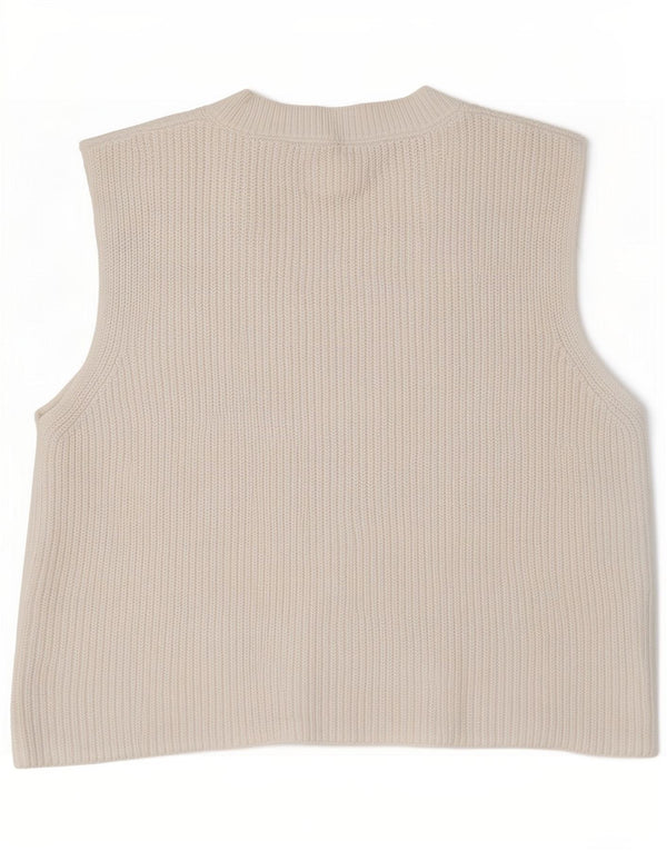 Canotta corta da donna Zara UK 14 grande cotone bianco