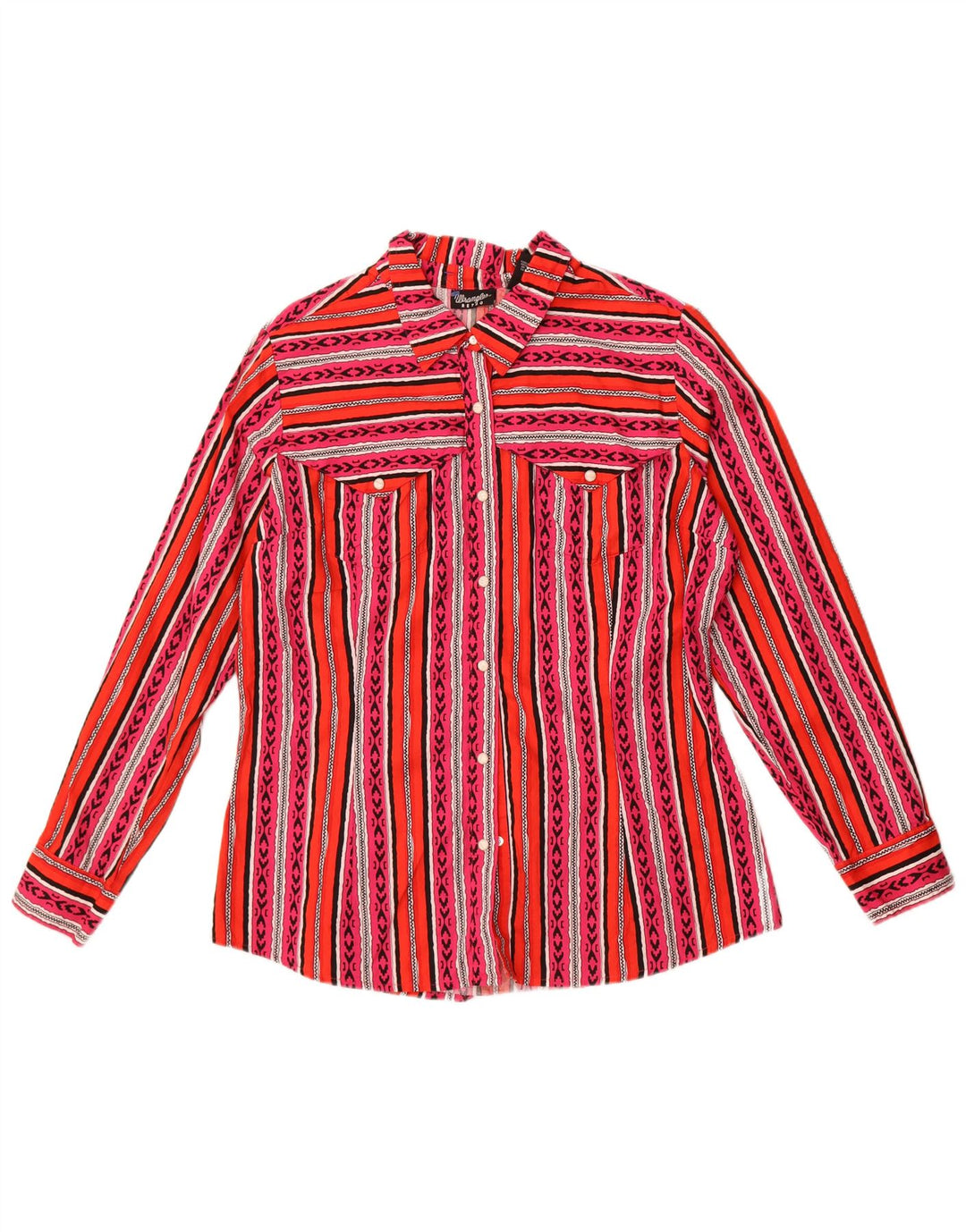 Camicia retrò da donna Wrangler UK 16 Grande cotone a righe multicolore