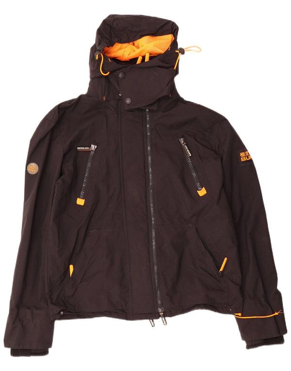Giacca a vento con cappuccio da uomo Superdry UK 42 XL nylon nero