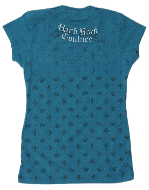 T-shirt grafica da donna Hard Rock Cafe Venice Top UK 14 grande cotone blu
