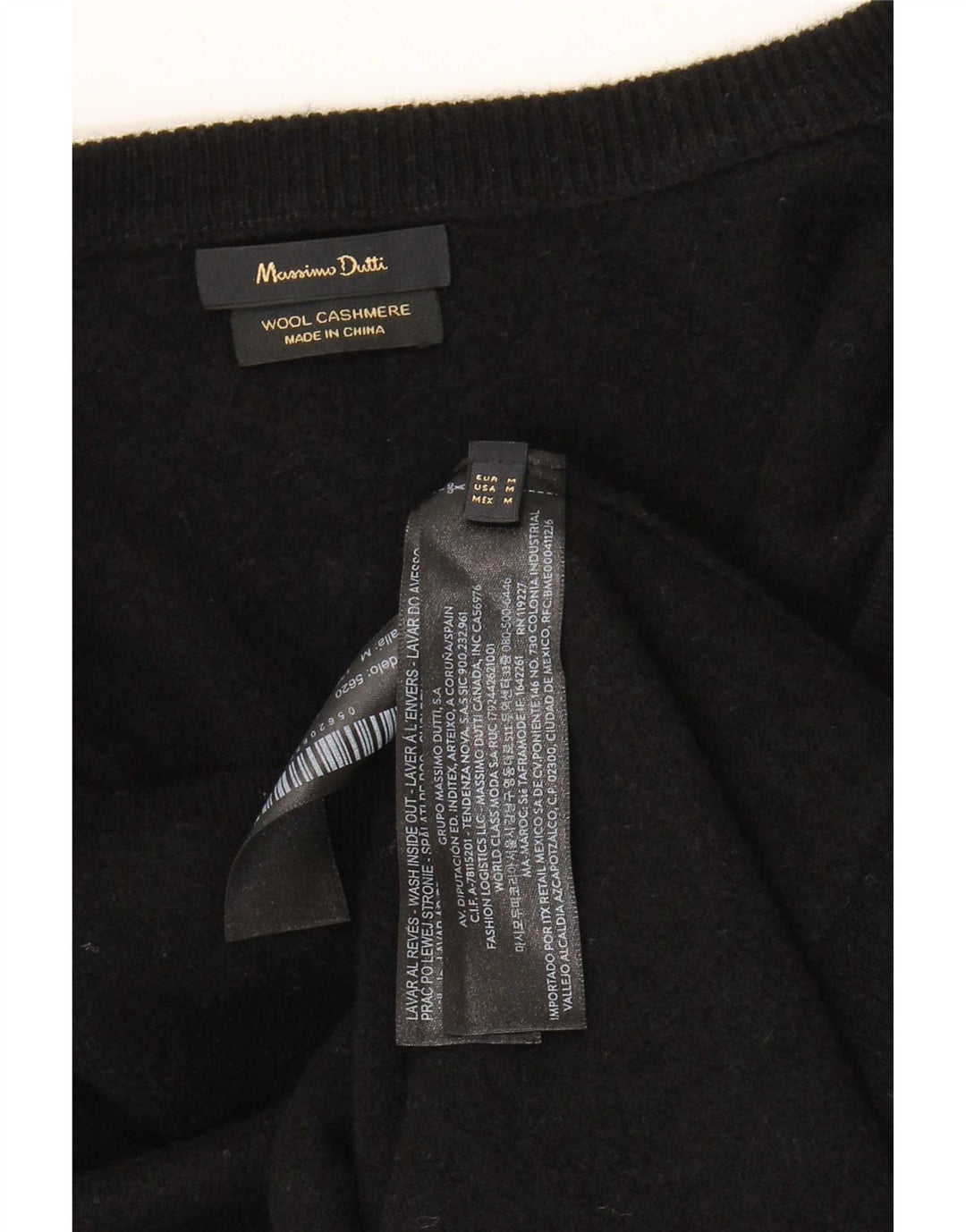 Massimo Dutti Maglione da donna con scollo a V UK 14 Lana nera media