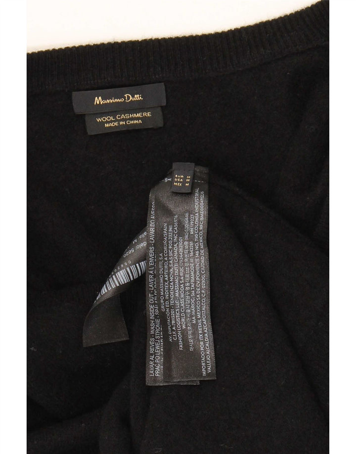 Massimo Dutti Maglione da donna con scollo a V UK 14 Lana nera media