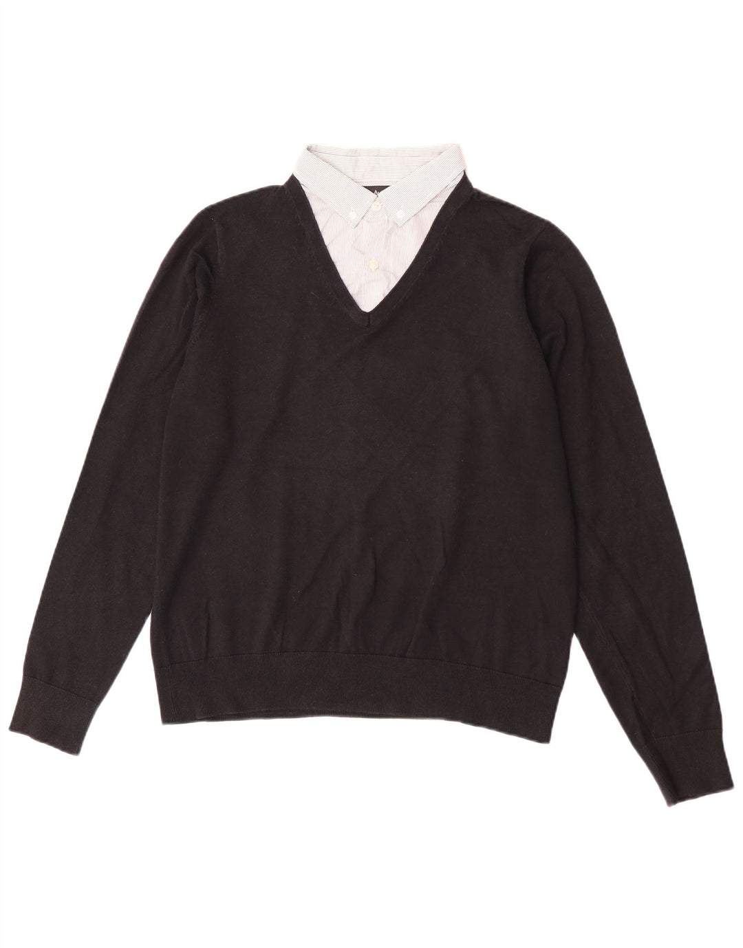 Maglione da uomo Marks & Spencer con scollo a V autografo, cotone nero medio
