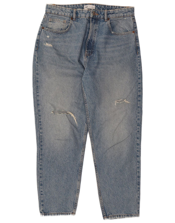 Jeans affusolati effetto consumato da donna Zara EU 44 XL W34 L27 cotone blu